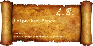 Leipniker Bence névjegykártya